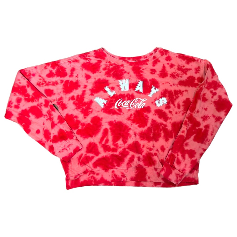Long sleeve red tie dye Coca Cola brand logo sweatshirt